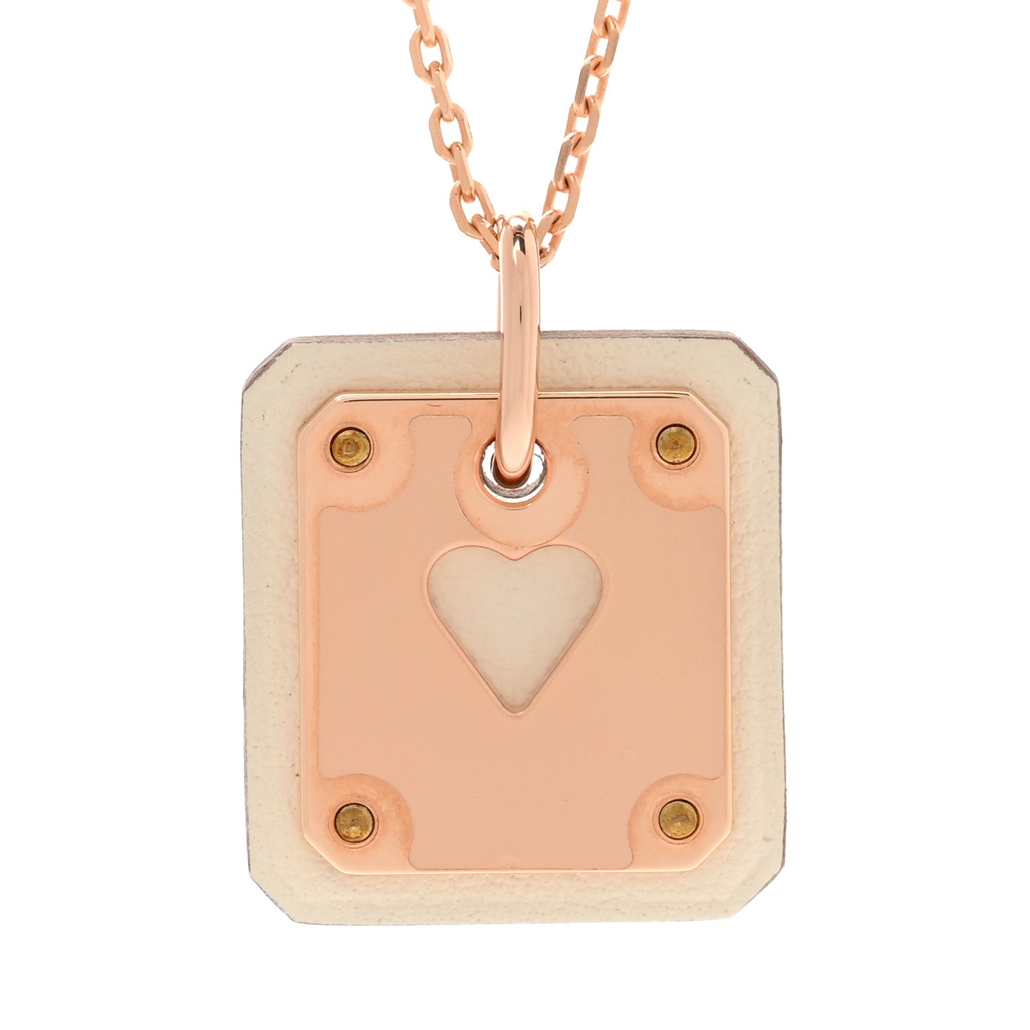 Hermes Rose Gold Plated Swift As de Coeur Pendant Necklace Nata 4 of 8