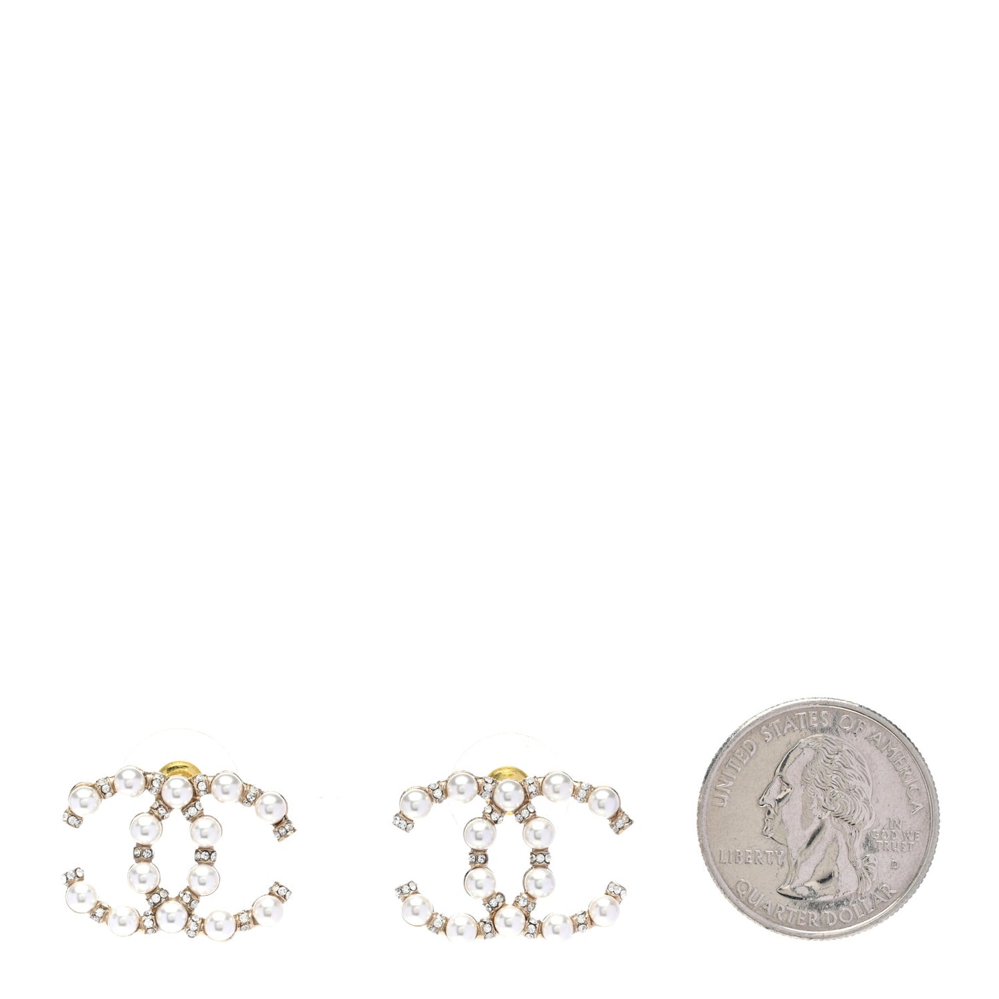 Pearl Crystal Nefertiti CC Earrings Gold