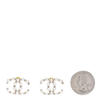 Chanel Pearl Crystal Nefertiti CC Earrings Gold 2 of 5