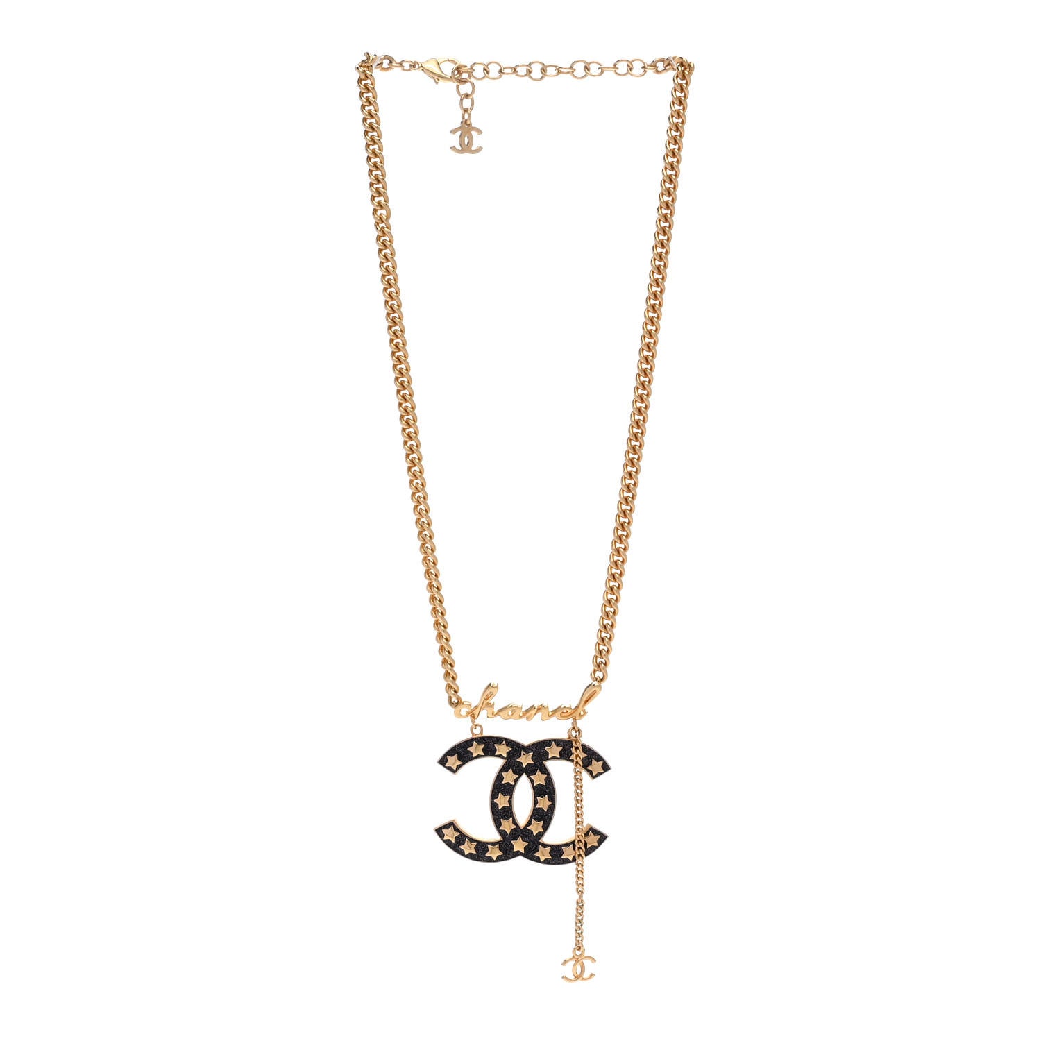 Chanel Metal CC Star Necklace Gold Pearly Black 3 of 6