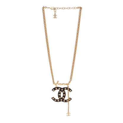 Chanel Metal CC Star Necklace Gold Pearly Black 3 of 6