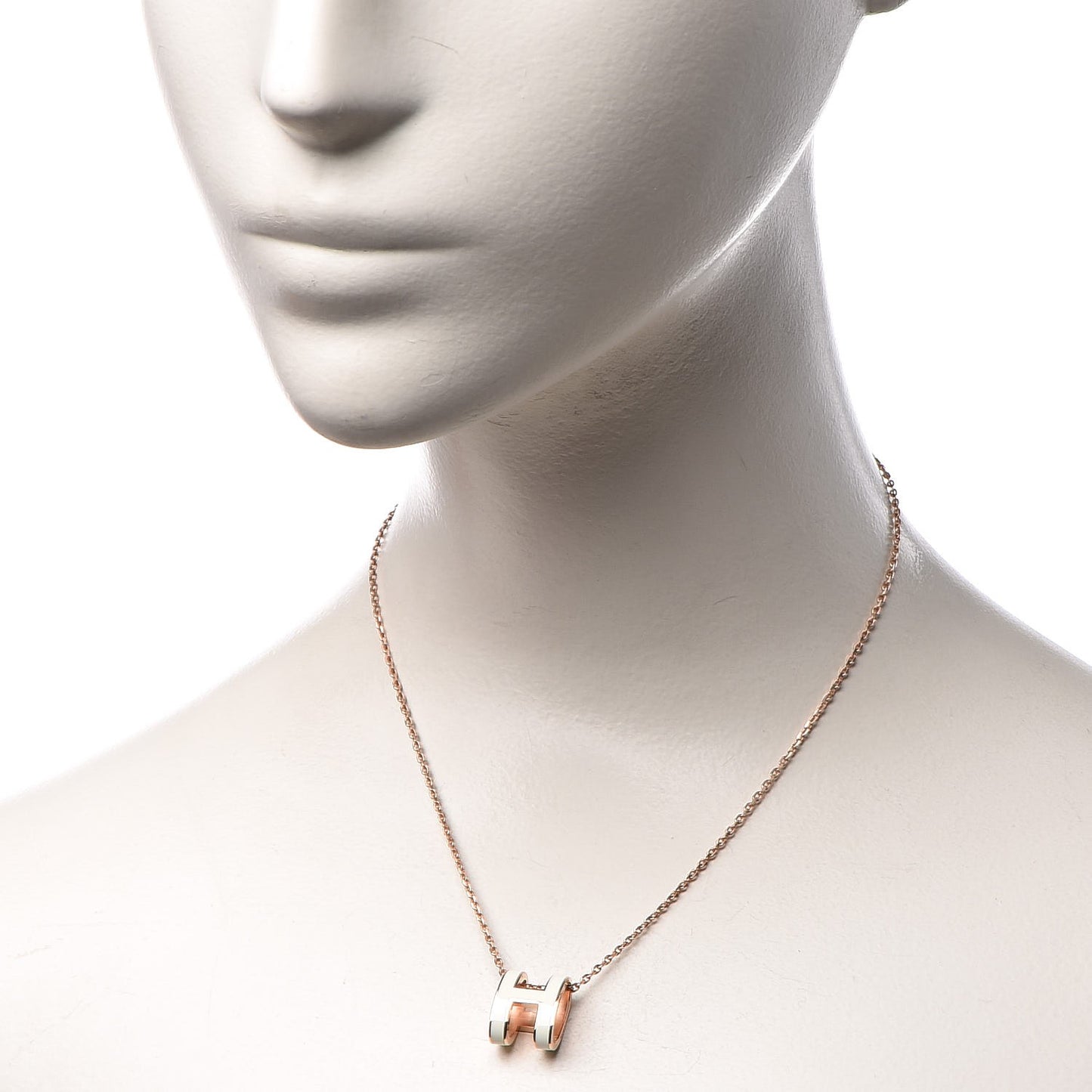 Lacquered Palladium Pop H Pendant Necklace White