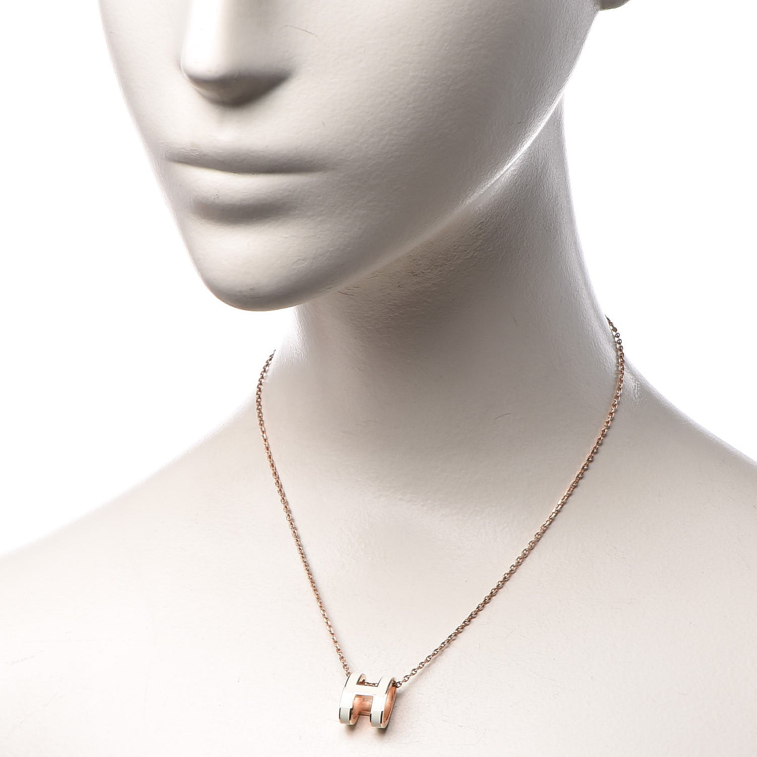 Hermes Lacquered Palladium Pop H Pendant Necklace White 2 of 6