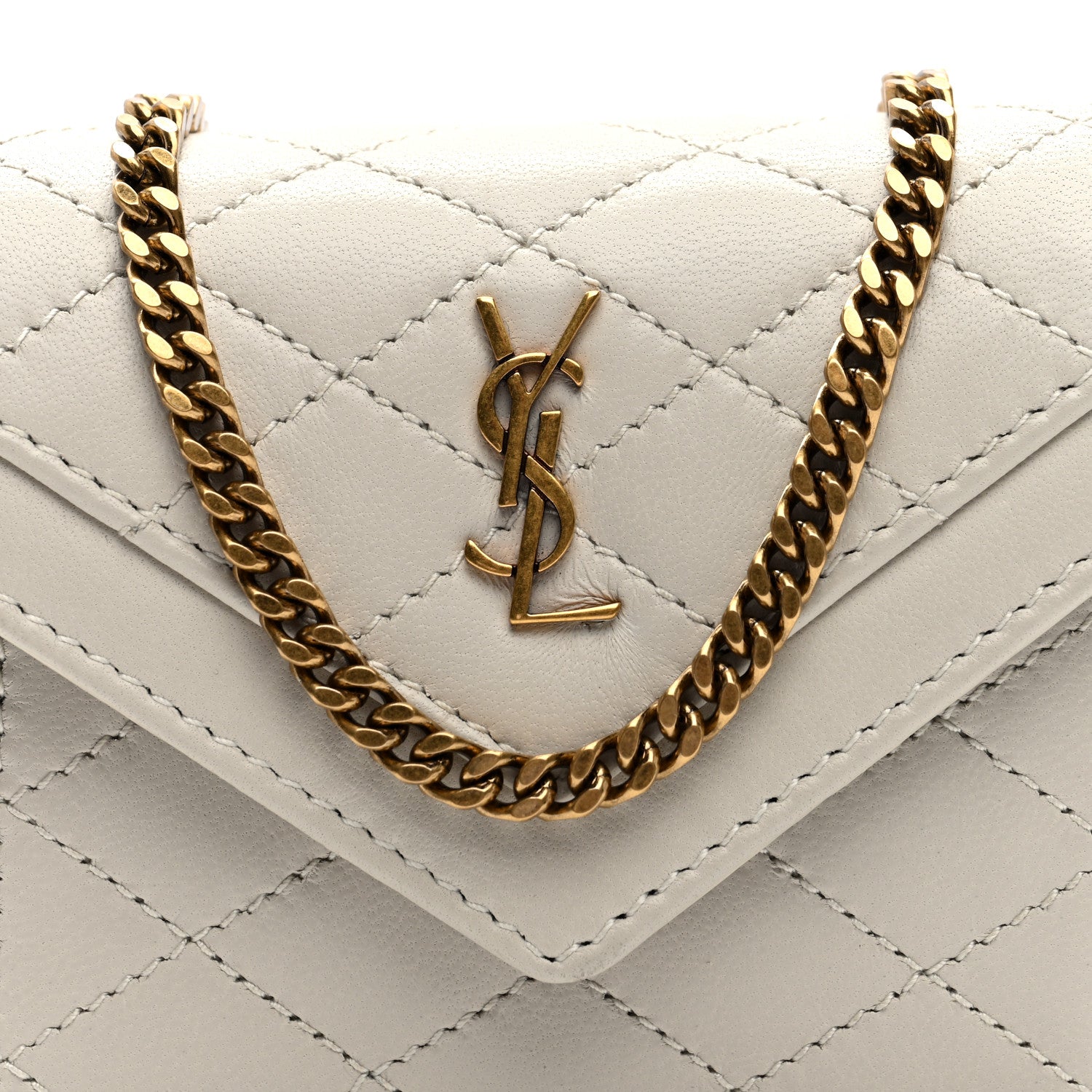 Saint Laurent Lambskin Quilted Monogram Micro Gaby Crossbody Bag Crema Soft 7 of 9
