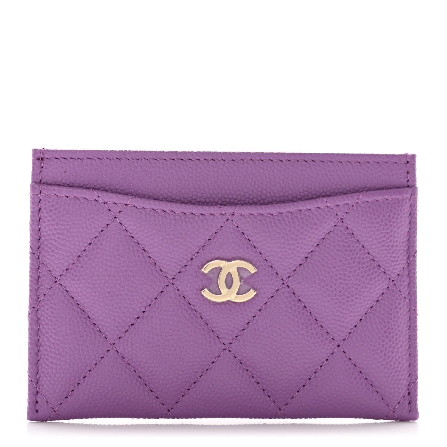 Chanel Caviar Quilted Card Holder Purple 1 of 12