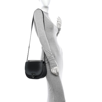 Chanel Metallic Caviar Quilted Medium Coco Curve Messenger Flap Black Ruthenium 3 of 10
