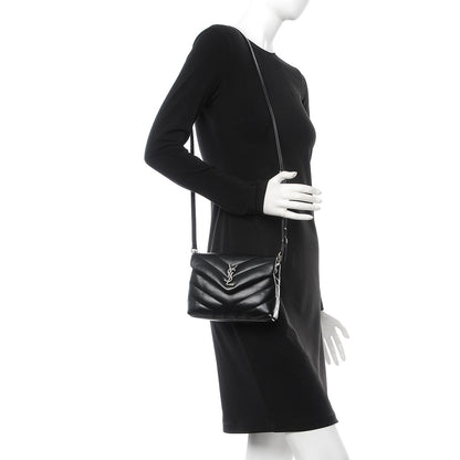 Saint Laurent Calfskin Y Quilted Monogram Toy Loulou Crossbody Bag Black 2 of 7
