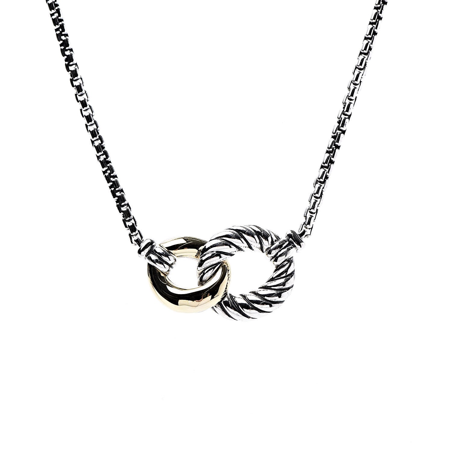 David Yurman Sterling Silver 18K Yellow Gold Belmont Pendant Necklace 4 of 7