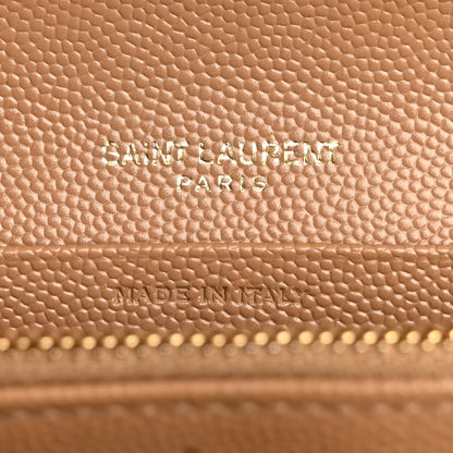Saint Laurent Grain De Poudre Matelasse Chevron Monogram Flap Wallet Cork 6 of 12