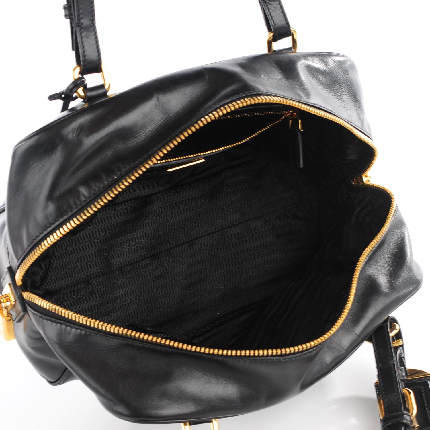 Prada Lambskin Box Print Logo Bowler Black 8 of 8