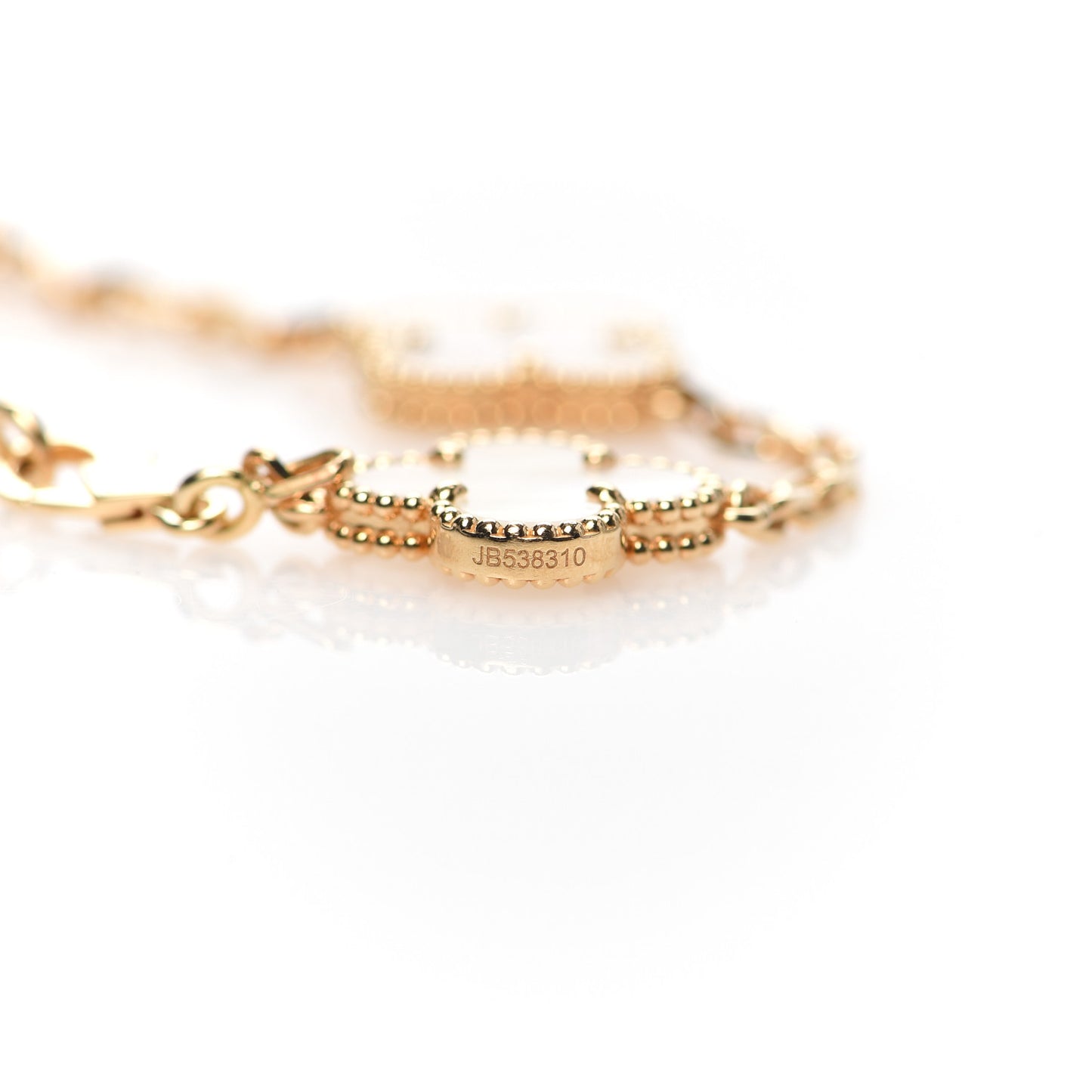 18K Yellow Gold Mother of Pearl 5 Motifs Vintage Alhambra Bracelet