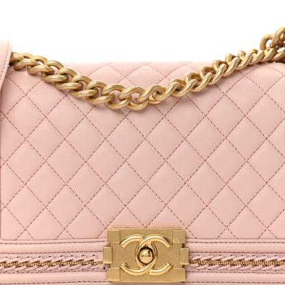 Chanel Lambskin Quilted Medium Chain Detail Boy Flap Light Pink 8 of 11