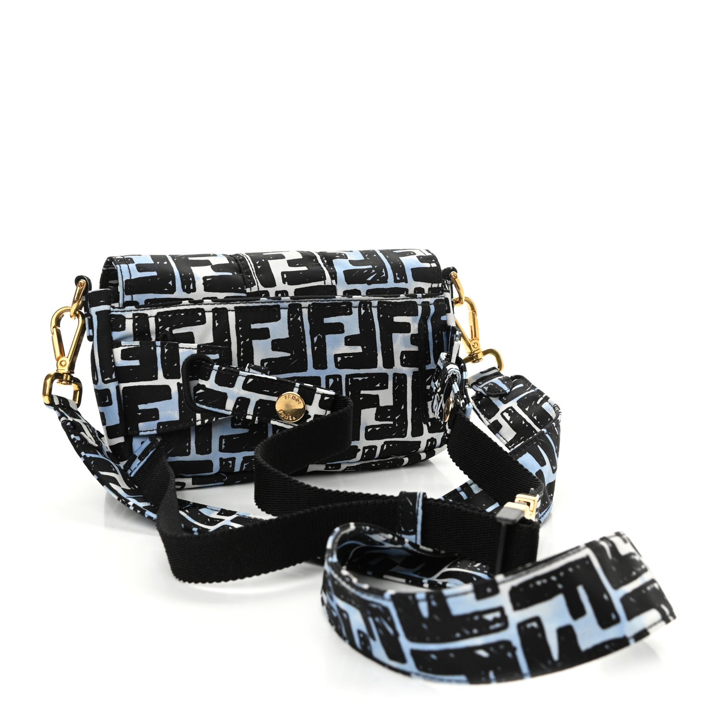 X JOSHUA VIDES Nylon FF Cloudy Mini Belt Baguette Bag White Celeste Black