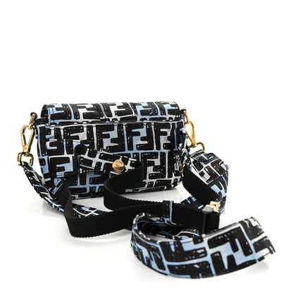 Fendi X JOSHUA VIDES Nylon FF Cloudy Mini Belt Baguette Bag White Celeste Black 3 of 10