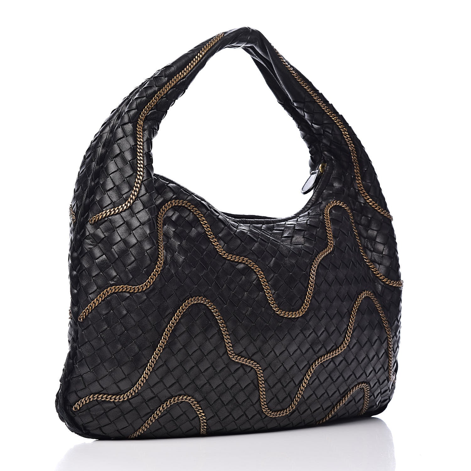 Bottega Veneta Nappa Intrecciato Medium Veneta Chain Hobo Black 3 of 12