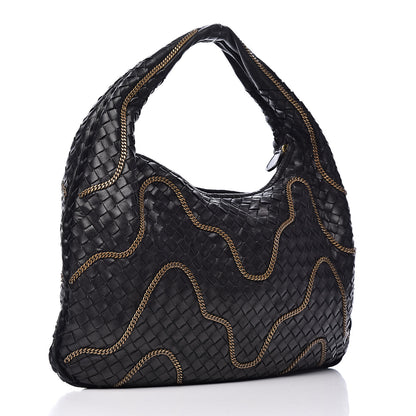 Bottega Veneta Nappa Intrecciato Medium Veneta Chain Hobo Black 3 of 12