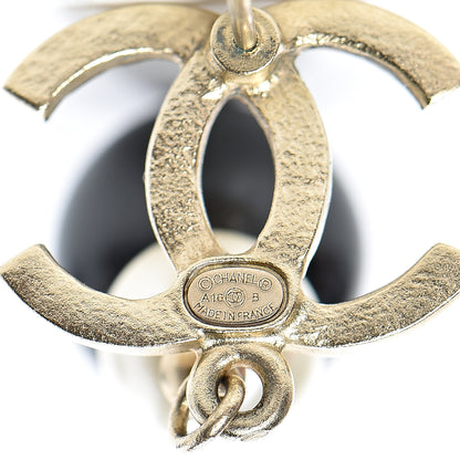 Chanel Pearl Bead CC Drop Earrings Black Gold 4 of 5