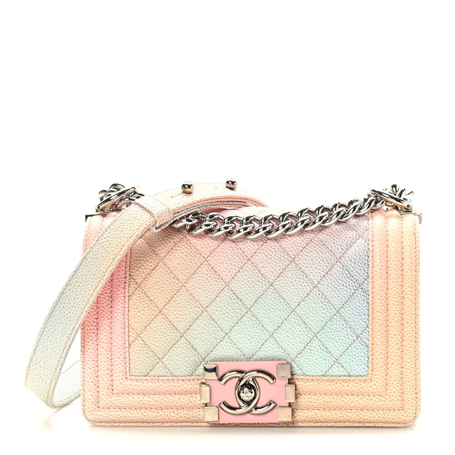 Chanel Caviar Quilted Small Rainbow Boy Flap Pink Multicolor 1 of 10