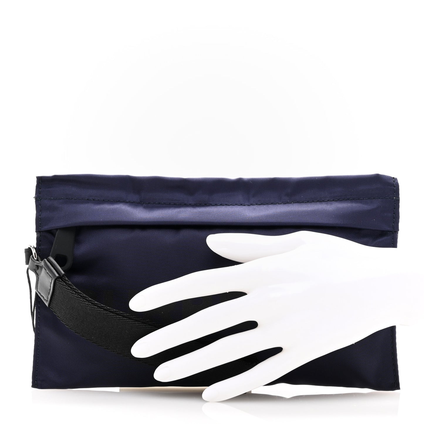 Nylon Vintage Check Print Logo Wristlet Navy