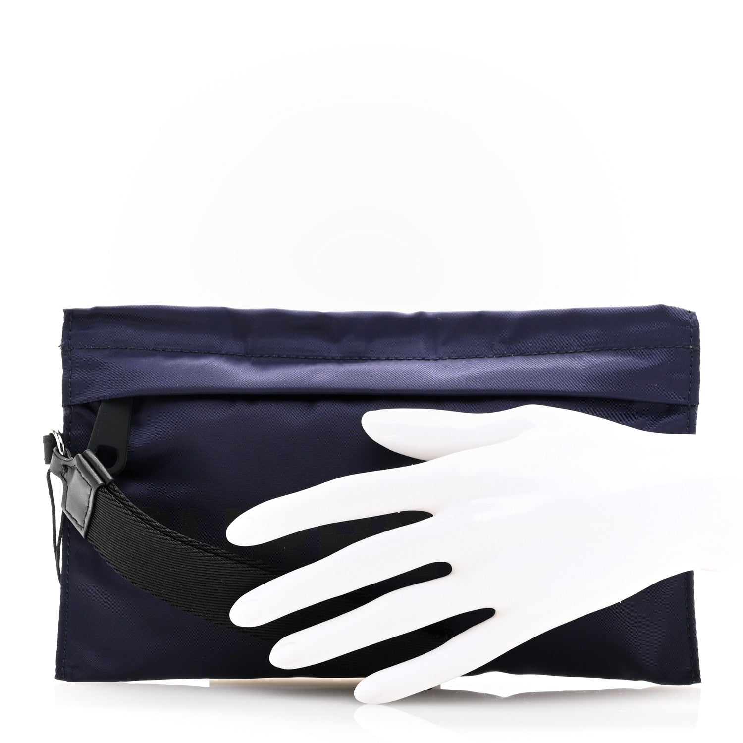 Burberry Nylon Vintage Check Print Logo Wristlet Navy 2 of 9