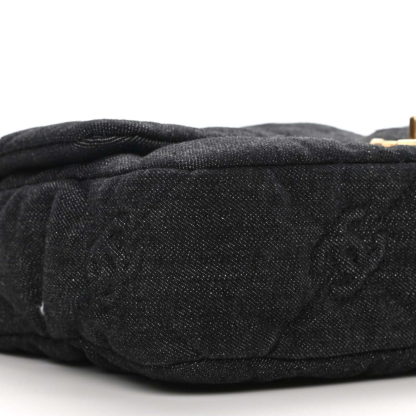 Denim Quilted Medium Funky Town Flap Black