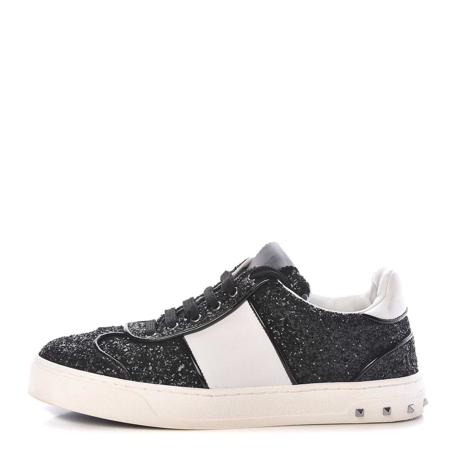 Calfskin Glitter Flycrew Sneakers 36.5 Black
