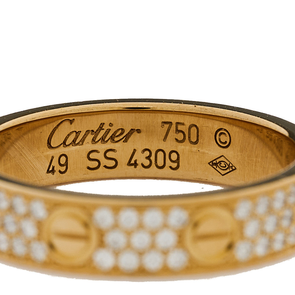 18K Yellow Gold Diamond 4mm LOVE Wedding Paved Band Ring 49 4.75