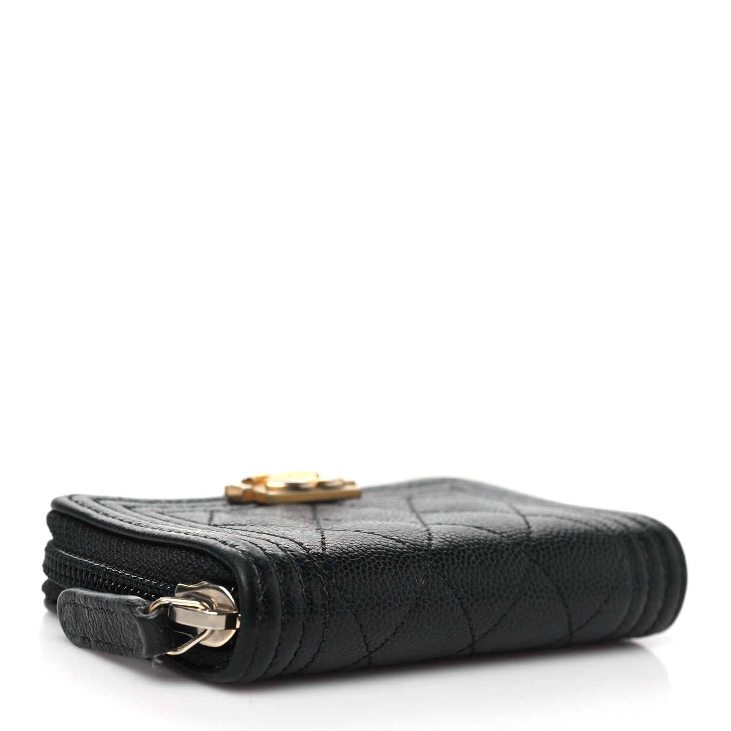 Chanel Caviar Quilted Boy Zip Around Coin Purse Wallet Black 4 of 8