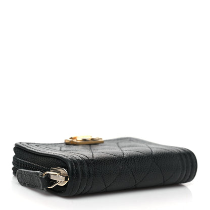 Chanel Caviar Quilted Boy Zip Around Coin Purse Wallet Black 4 of 8