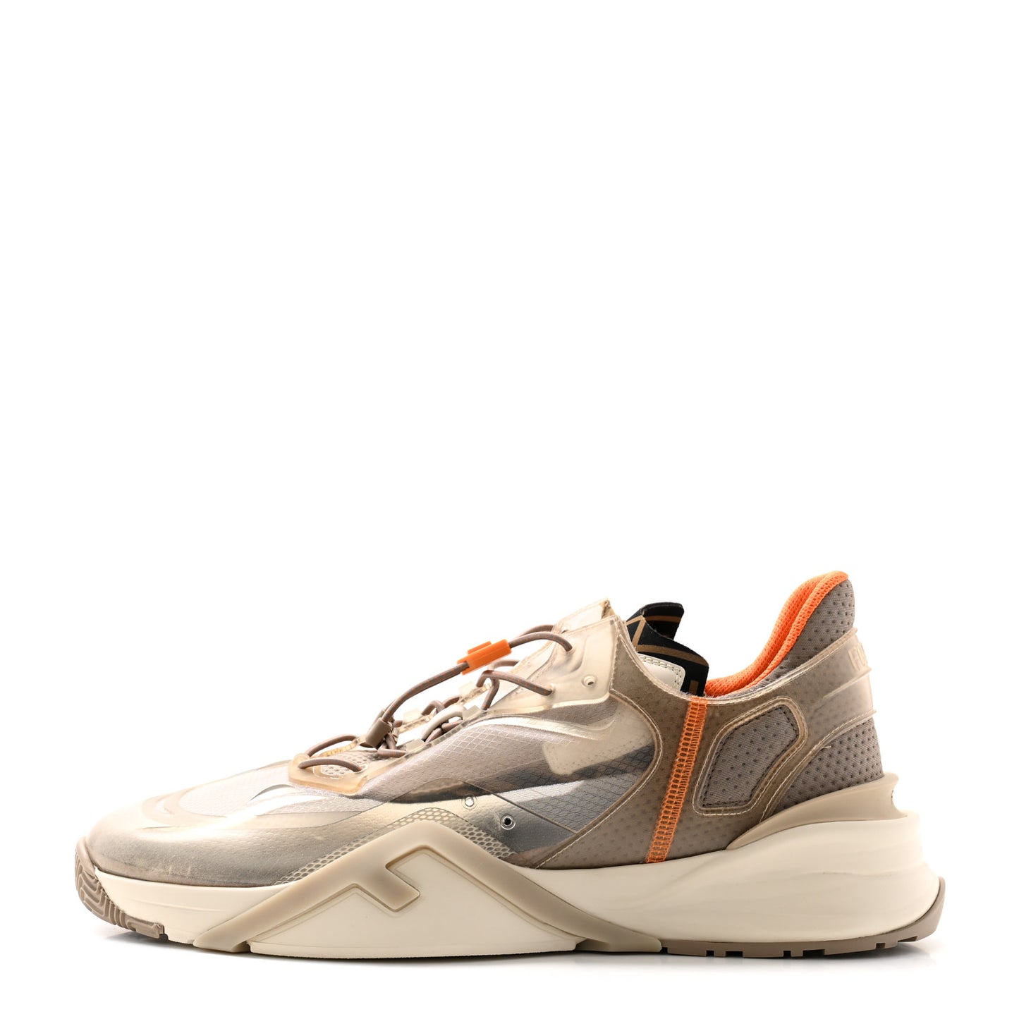 Fabric Calfskin Rubber Transparent Mens Fendi Flow Low Top Sneakers 12 Beige Tartufo