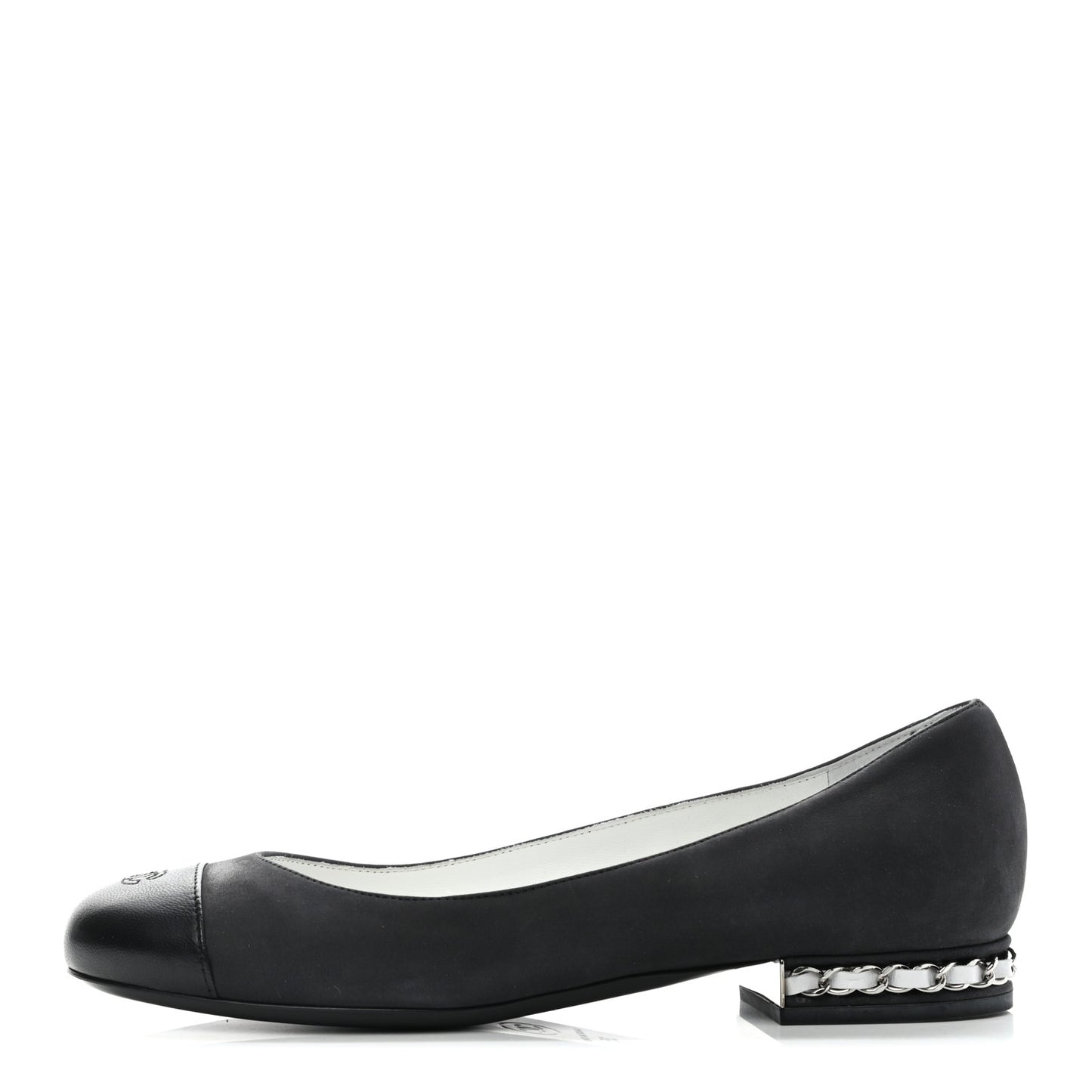Nubuck Cap Toe Ballerina Flats 35 Black
