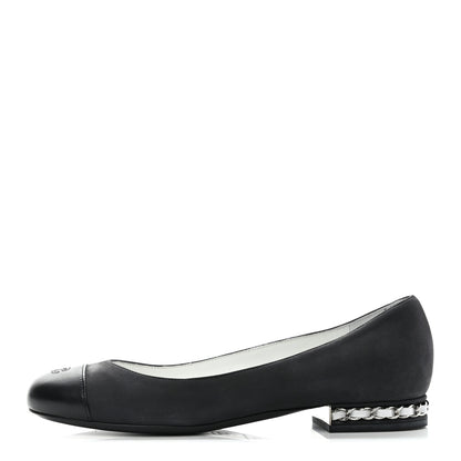Chanel Nubuck Cap Toe Ballerina Flats 35 Black 1 of 10