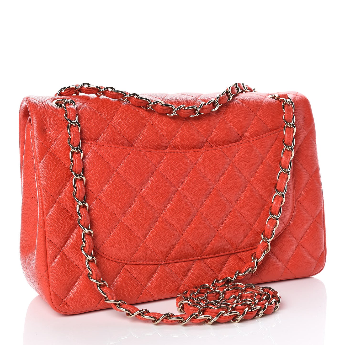 Caviar Quilted Jumbo Double Flap Red