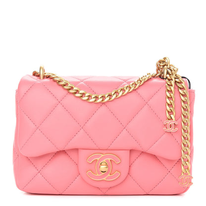 Chanel Lambskin Enamel Quilted Pending CC Mini Square Flap Pink 1 of 9