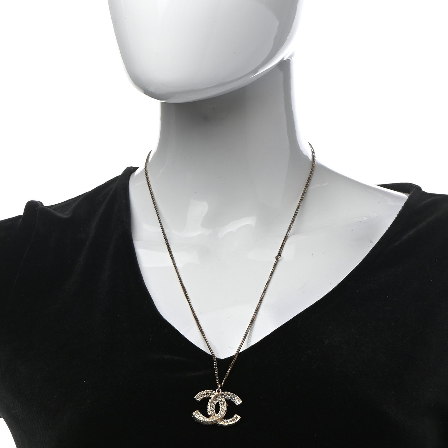 Crystal Enamel CC Reversible Pendant Necklace Gold