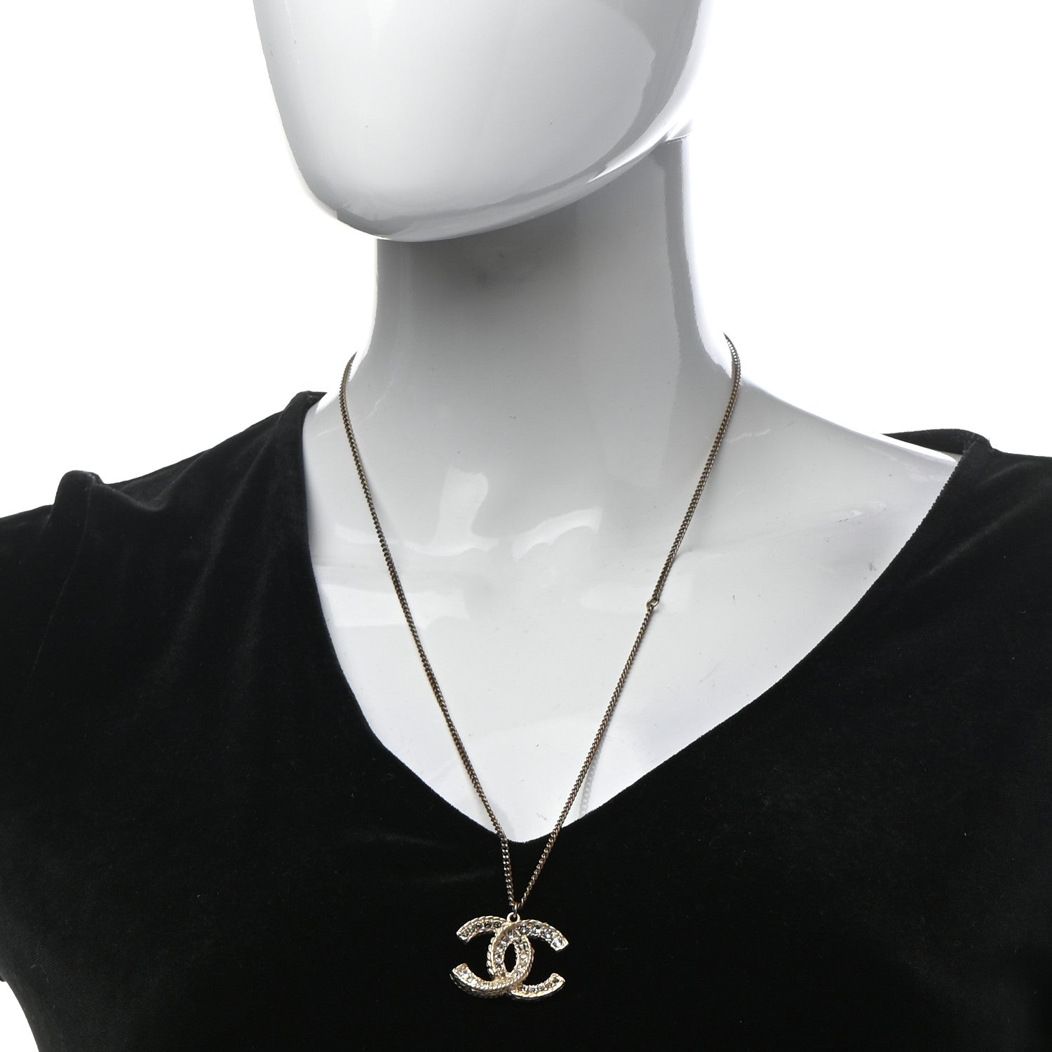 Chanel Crystal Enamel CC Reversible Pendant Necklace Gold 2 of 7