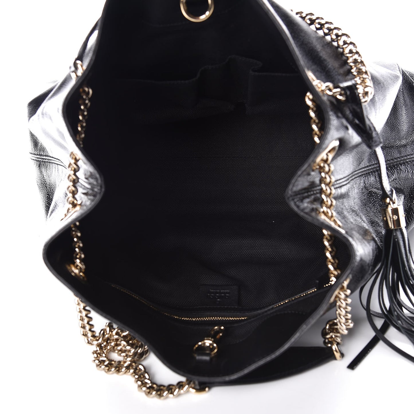 Patent Medium Soho Chain Shoulder Bag Black