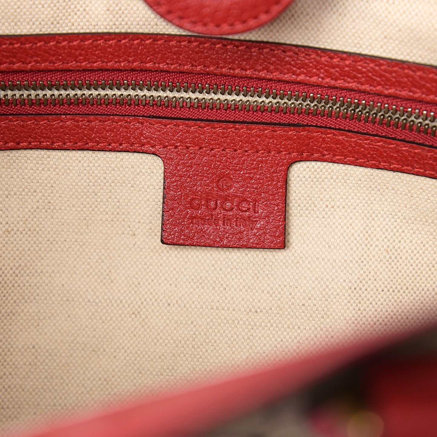 Soft GG Supreme Monogram Web Bosco Patch Small Crossbody Tote Beige Malva Hibiscus Red