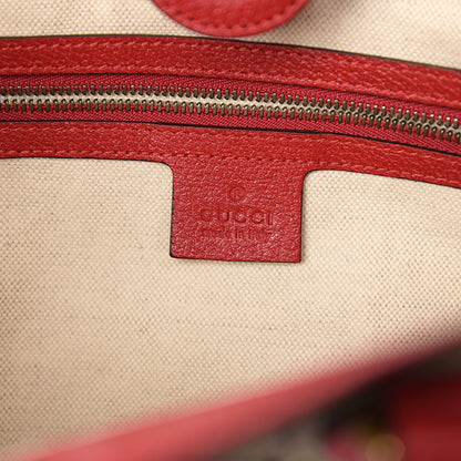 Gucci Soft GG Supreme Monogram Web Bosco Patch Small Crossbody Tote Beige Malva Hibiscus Red 5 of 9