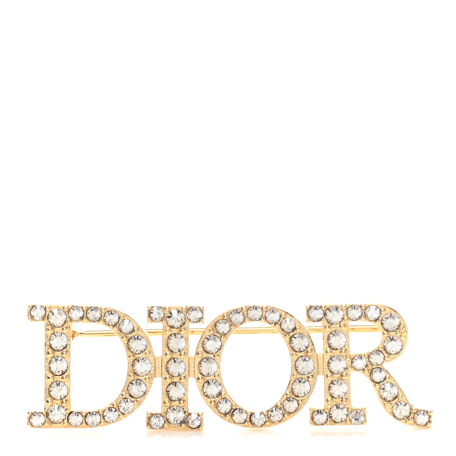 Christian Dior Crystal Dior Logo Brooch Gold 1 of 4