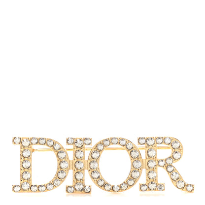 Christian Dior Crystal Dior Logo Brooch Gold 1 of 4
