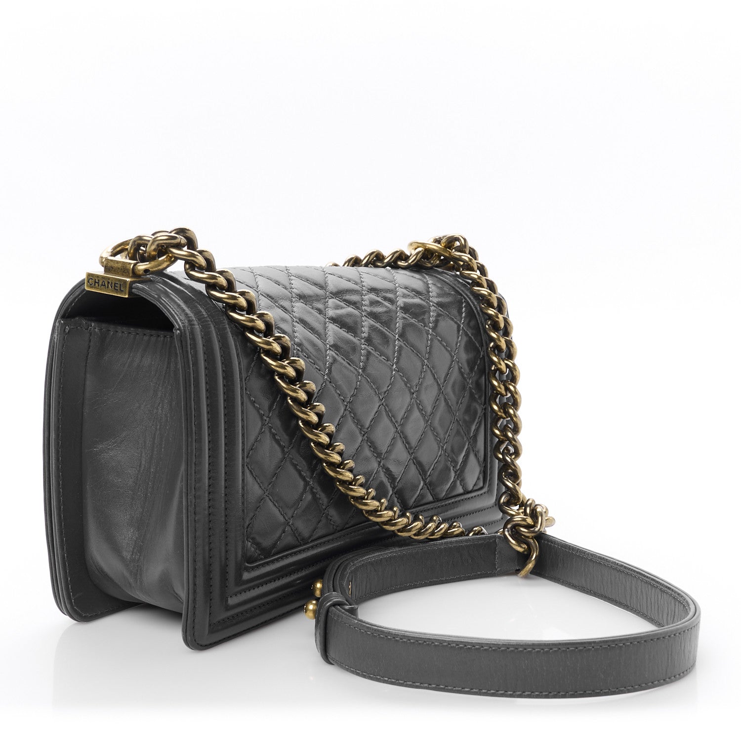 Chanel Aged Calfskin Quilted Medium Boy Flap Blue 2 of 9