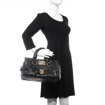 Versace Perforated Calfskin Madonna Satchel Black 2 of 12