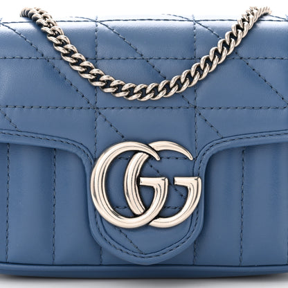 Gucci Calfskin Matelasse Aria Super Mini GG Marmont Shoulder Bag Clear Blue 7 of 10