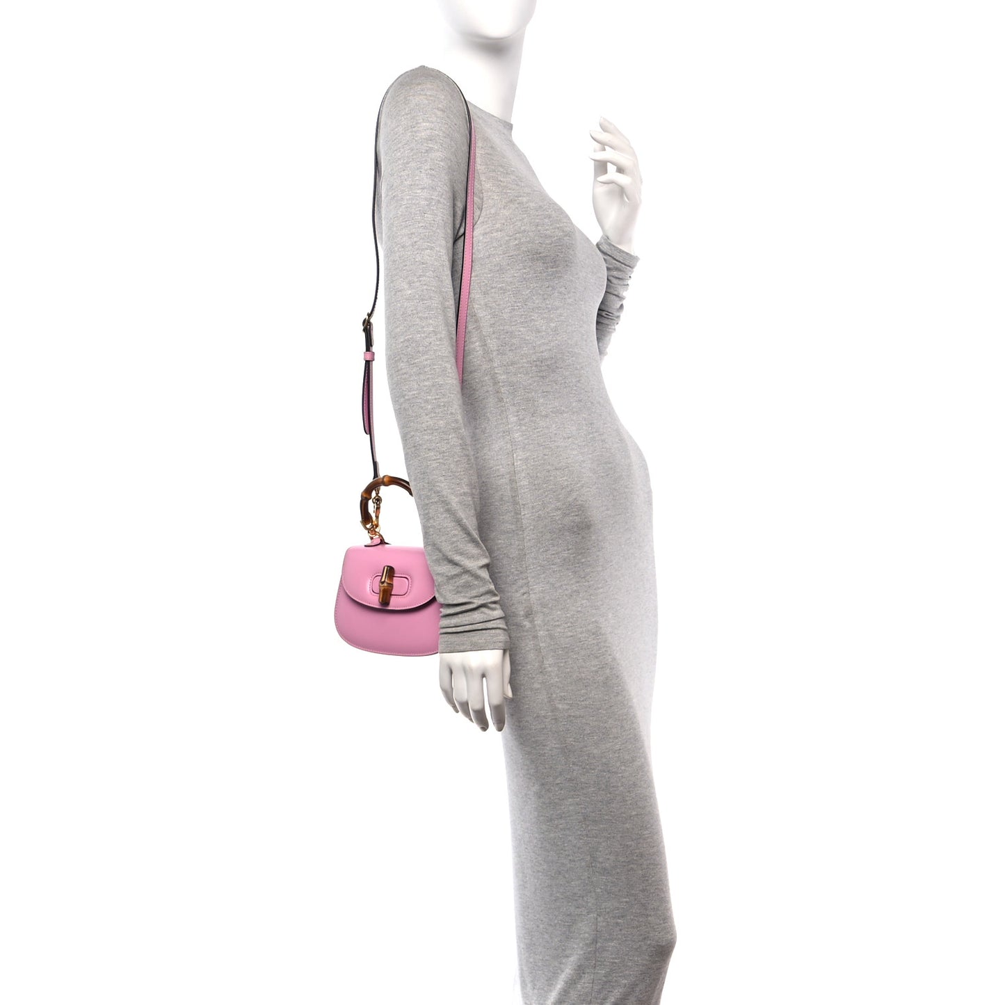 Boarded Dyana Lux Calfskin Web Mini Bamboo 1947 Top Handle Bag Nice Pink