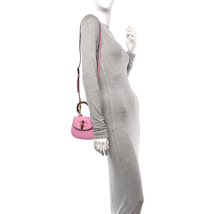 Gucci Boarded Dyana Lux Calfskin Web Mini Bamboo 1947 Top Handle Bag Nice Pink 2 of 10
