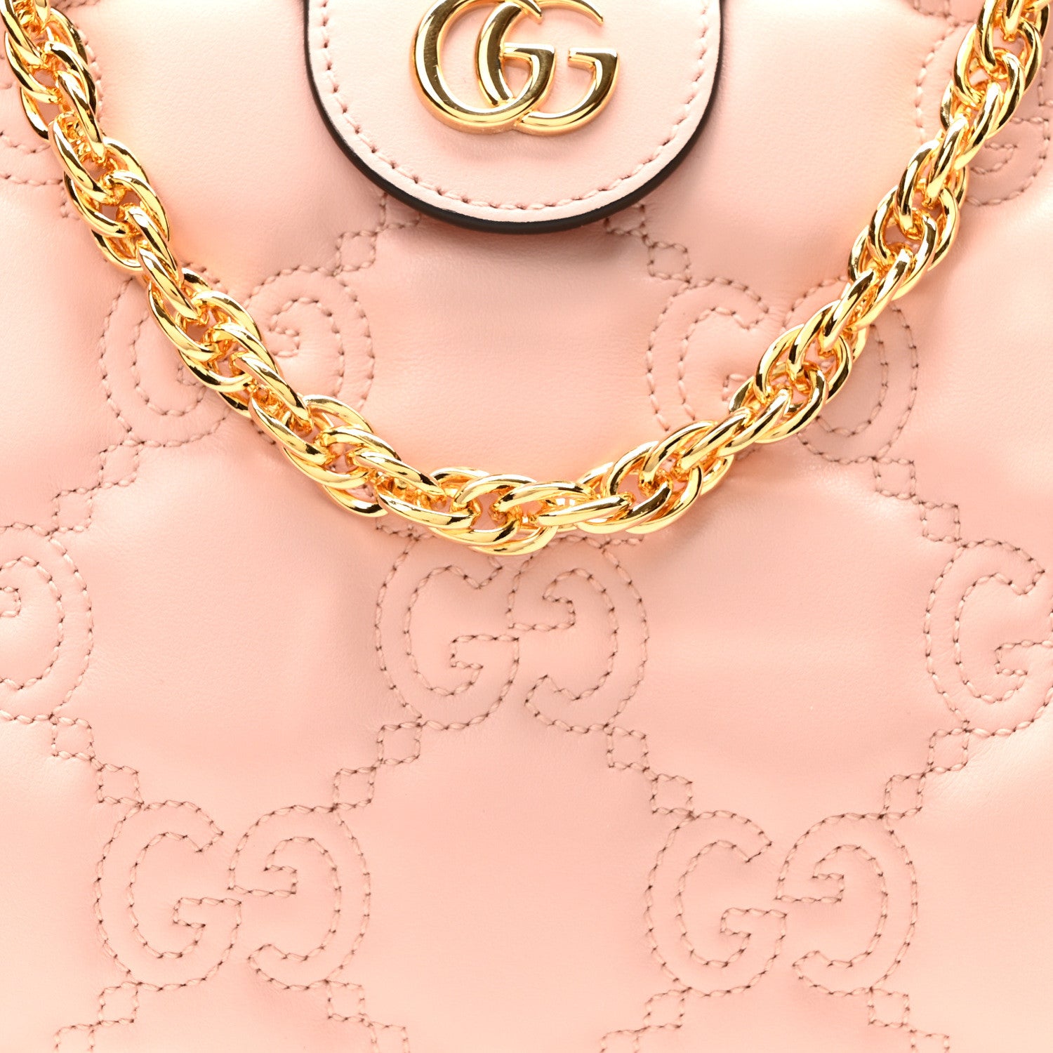 Gucci Calfskin GG Matelasse Small Slim Chain Shoulder Bag Perfect Pink Natural 8 of 10