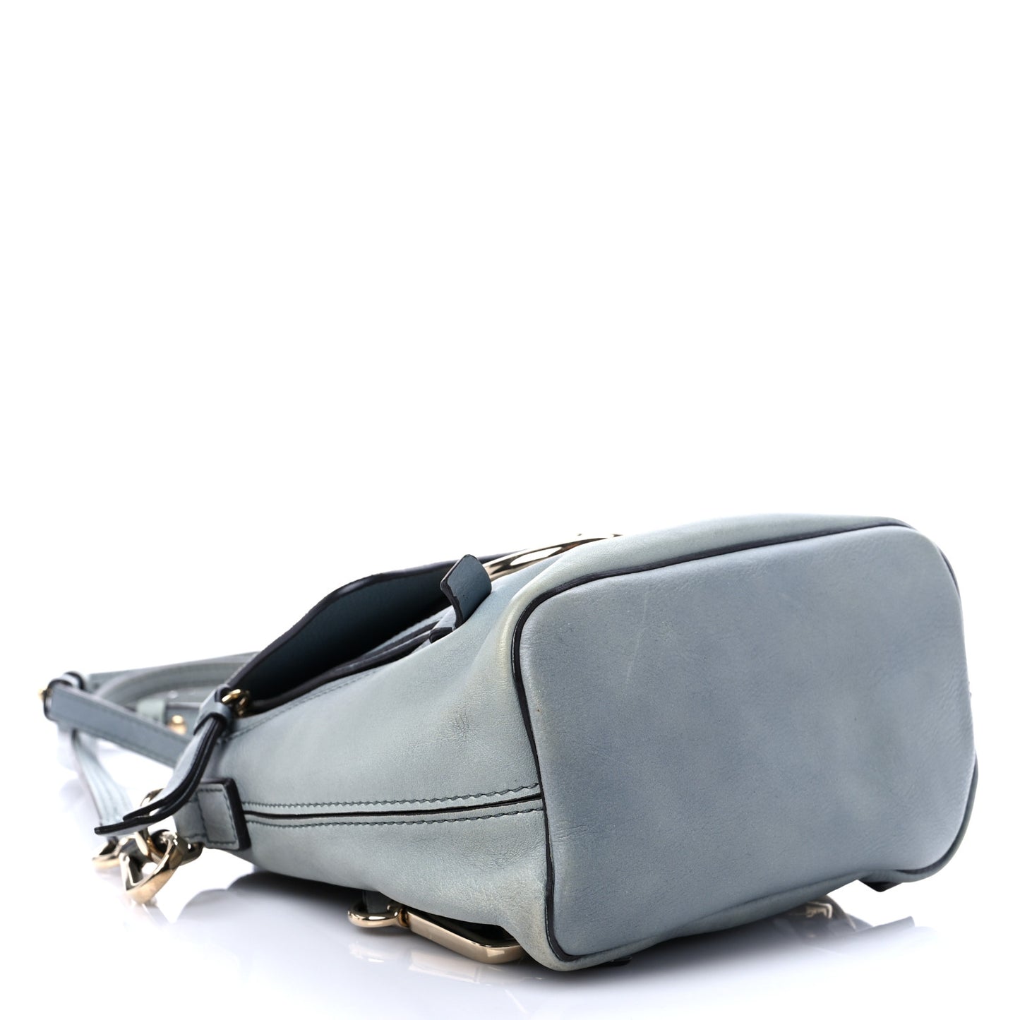 Suede Calfskin Mini Faye Backpack Washed Blue