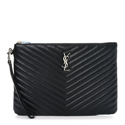 Saint Laurent Calfskin Matelasse Monogram Cassandre Tablet Pouch Black 1 of 8