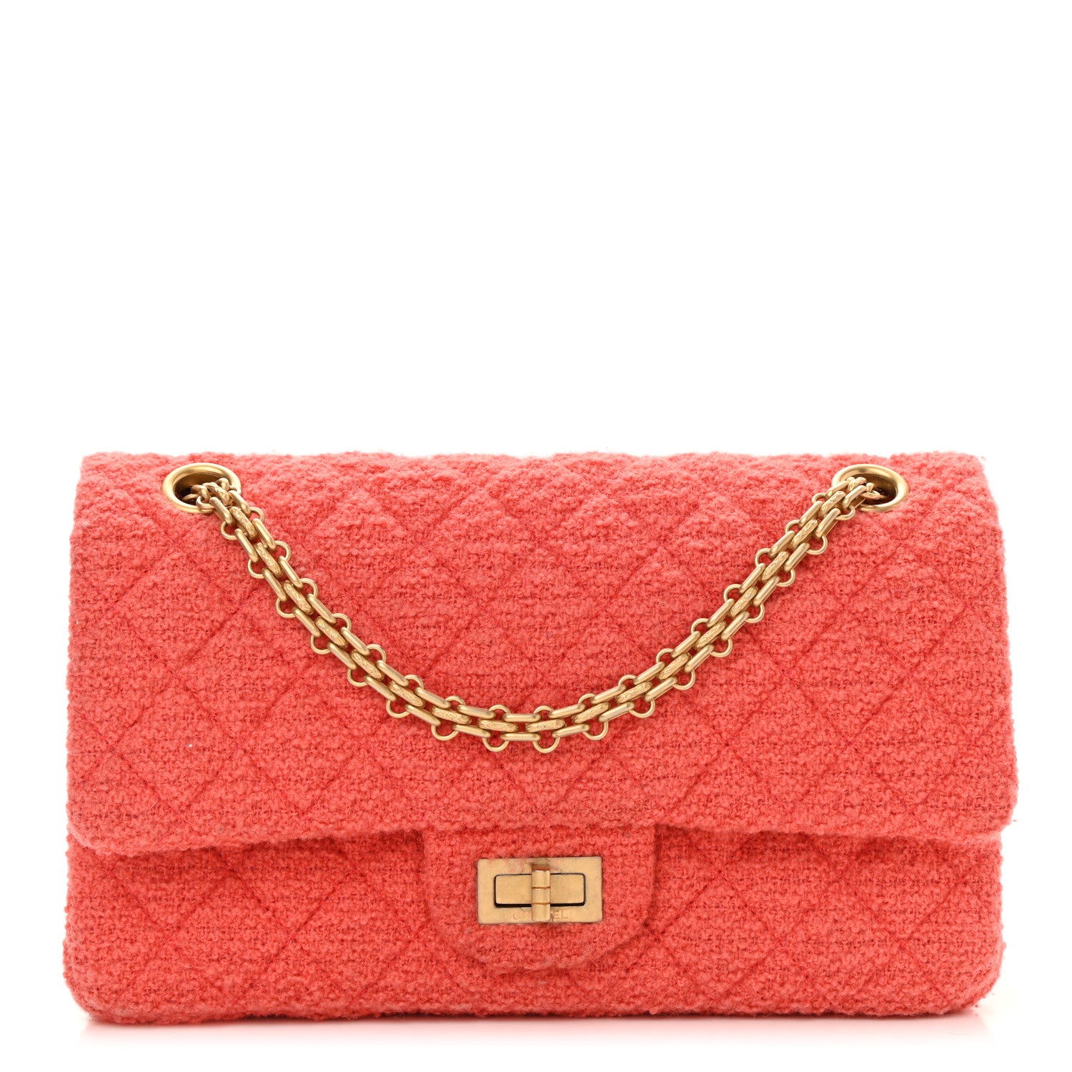 Chanel Wool Tweed Quilted 2.55 Reissue 225 Flap Coral 1 of 9
